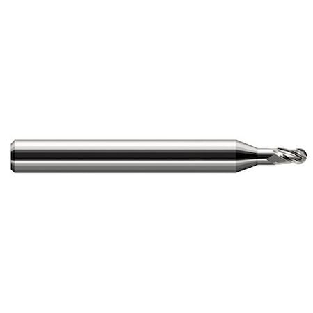 Harvey Tool 1/8 in. Cutter dia. x 0.1870 in. 3/16  x 3/8 in. Reach Carbide Ball End Mill, 4 Flutes 751908